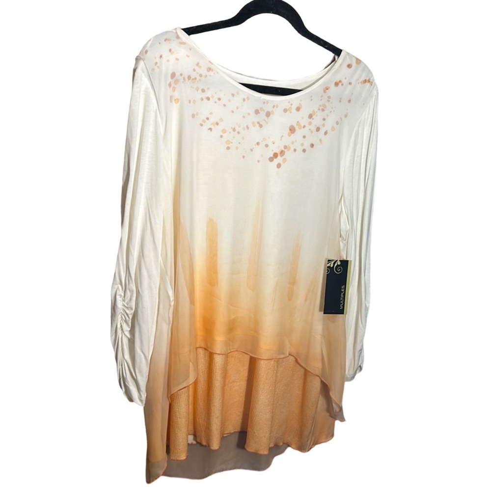 Multiples brand peach and white blouse. New with tags - Picture 2 of 15